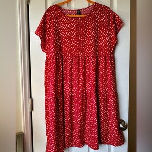 Red and White Casual Dolman Sleeve Sundress